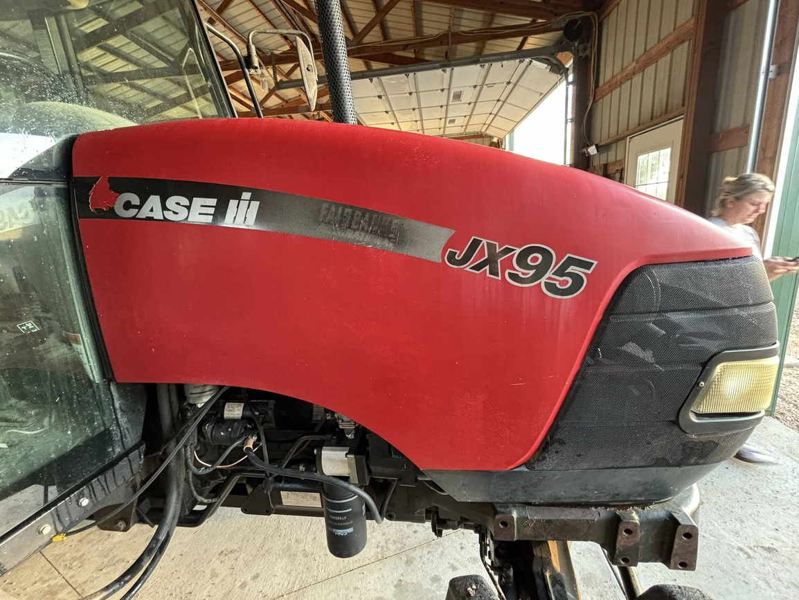 Detailed view of Case IH JX95 hood showing quality work
