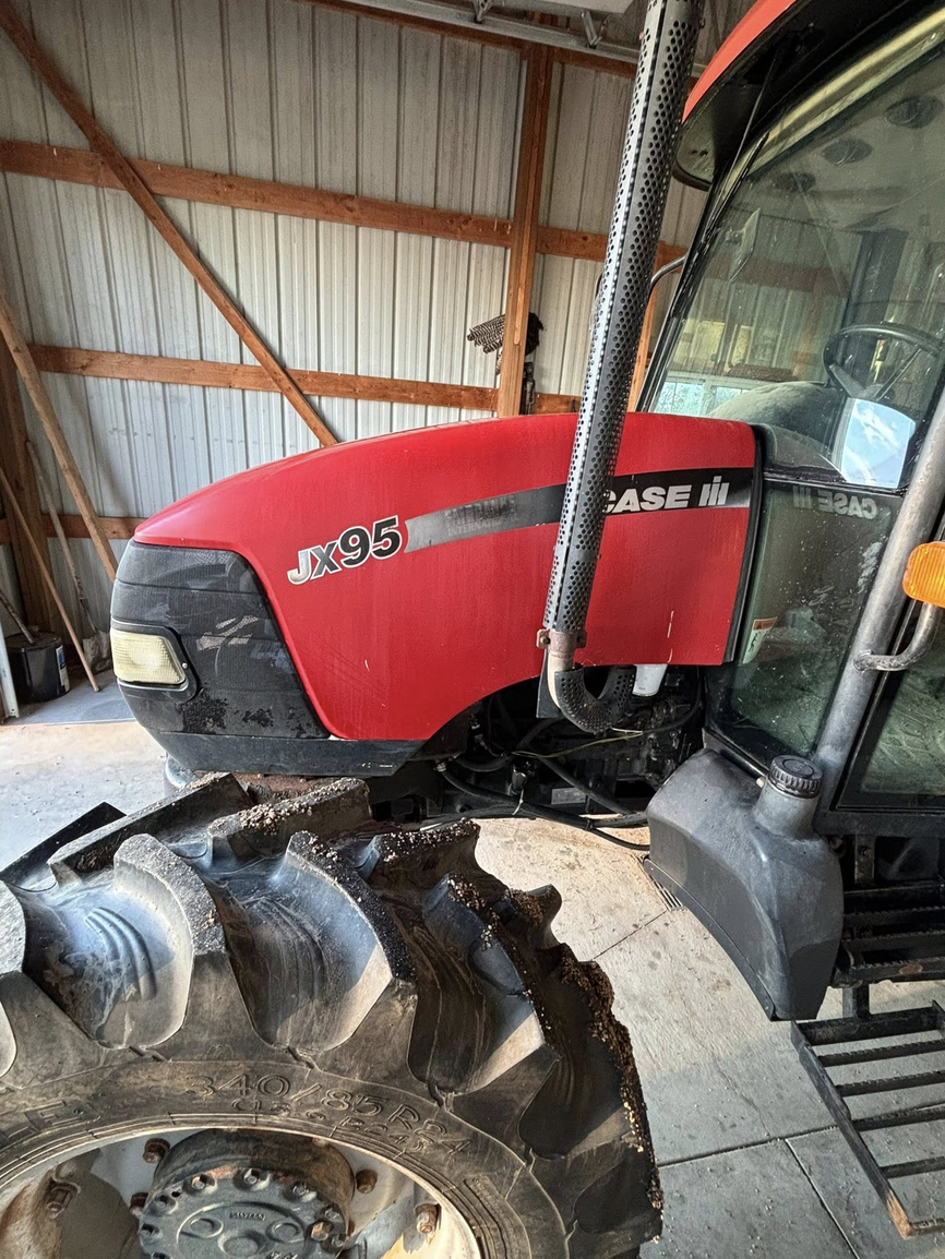Case IH JX95 tractor before and after detailing
